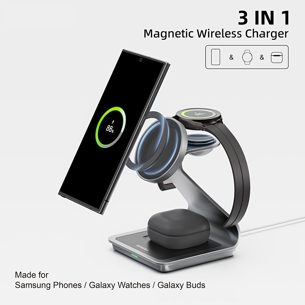 TriCharge Pro – 3-in-1 Fast Wireless Charger for Samsung S Series