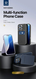 3-in-1 MagSafe Case for iPhone 13-16 Pro Max with Wallet & Stand