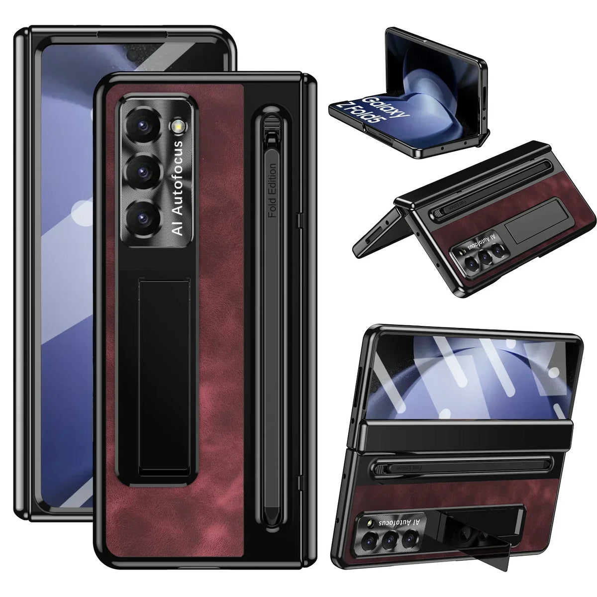 Leather Stand Case with Pen Slot for Z Fold Series